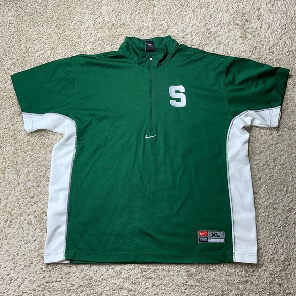 EUC Men’s Vintage Nike Team Michigan State 1/4 Zip Heavyweight SS Pullover SZ XL - Picture 1 of 8